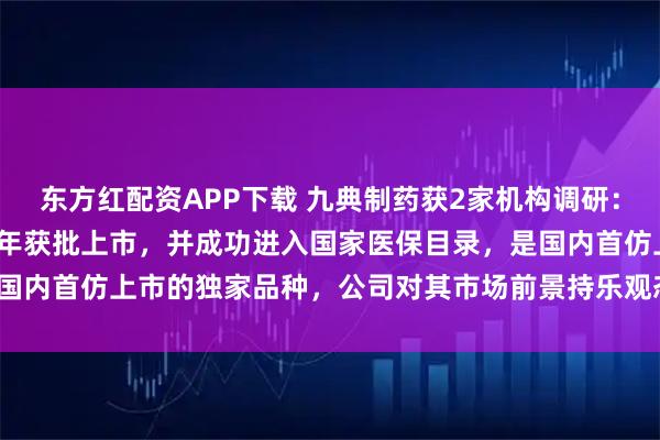 东方红配资APP下载 九典制药获2家机构调研：酮洛芬凝胶贴膏于2023年获批上市，并成功进入国家医保目录，是国内首仿上市的独家品种，公司对其市场前景持乐观态度（附调研问答）