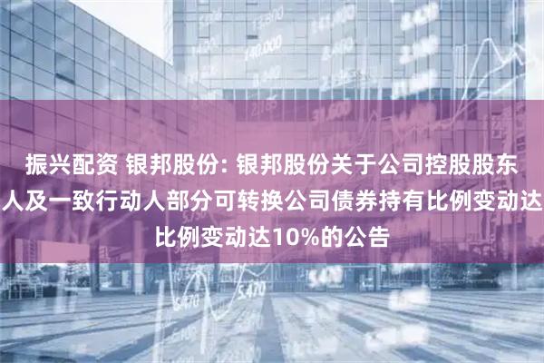 振兴配资 银邦股份: 银邦股份关于公司控股股东、实际控制人及一致行动人部分可转换公司债券持有比例变动达10%的公告